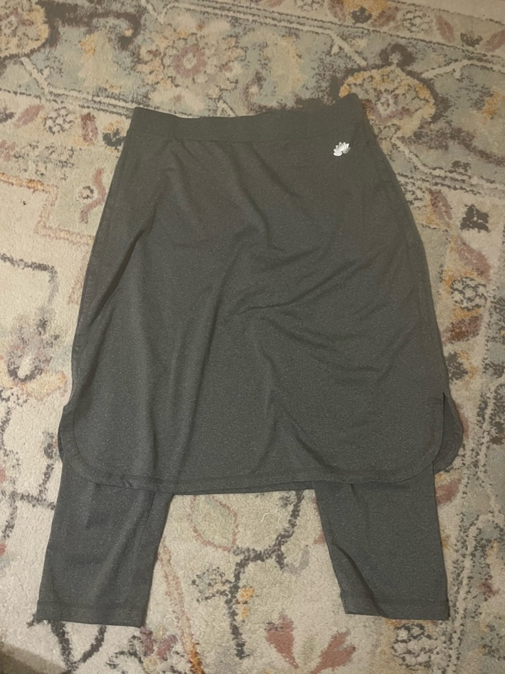 Women's grey Athletic Skirt with attached leggings; snoga athletics